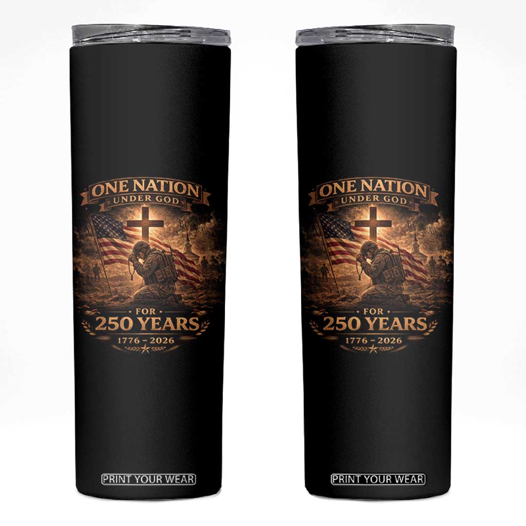 Blessings 250 Years America Skinny Tumbler Christian Patriotic One Nation Under God US Flag TS10 Black Print Your Wear