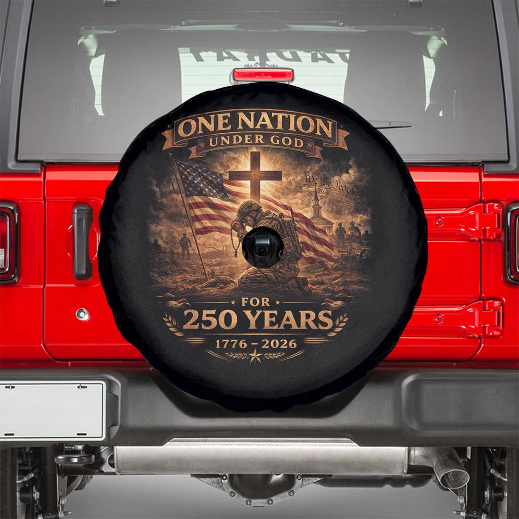 Blessings 250 Years America Spare Tire Cover Christian Patriotic One Nation Under God US Flag TS10 Black Print Your Wear