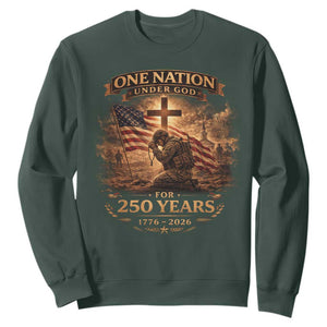 Blessings 250 Years America Sweatshirt Christian Patriotic One Nation Under God US Flag TS10 Dark Forest Green Print Your Wear
