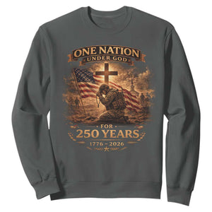 Blessings 250 Years America Sweatshirt Christian Patriotic One Nation Under God US Flag TS10 Dark Heather Print Your Wear