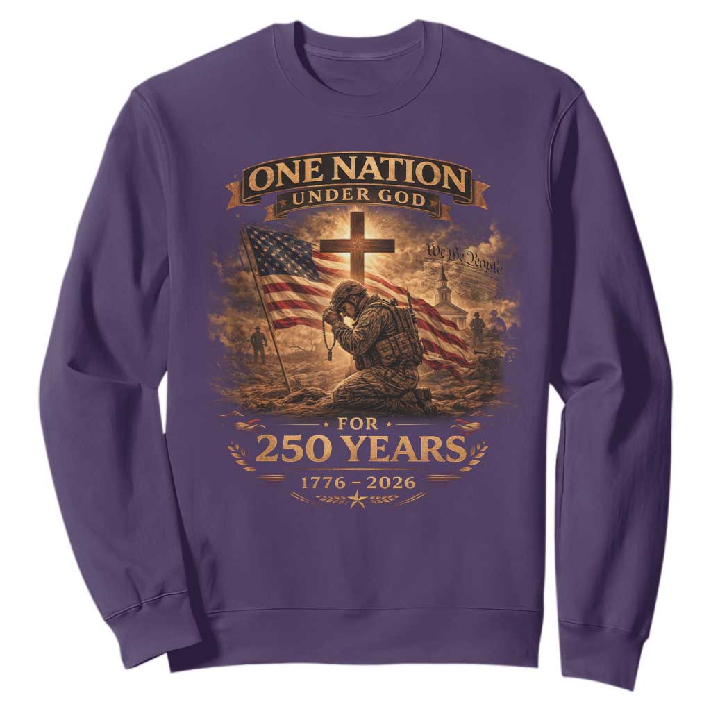 Blessings 250 Years America Sweatshirt Christian Patriotic One Nation Under God US Flag TS10 Purple Print Your Wear
