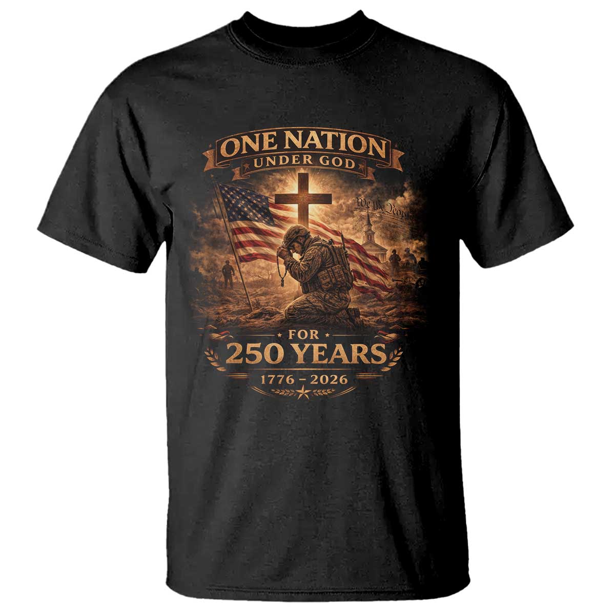Blessings 250 Years America T Shirt Christian Patriotic One Nation Under God US Flag TS10 Black Print Your Wear