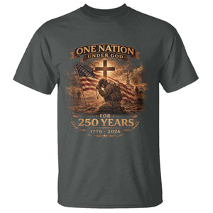 Blessings 250 Years America T Shirt Christian Patriotic One Nation Under God US Flag TS10 Dark Heather Print Your Wear