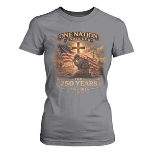 Blessings 250 Years America T Shirt For Women Christian Patriotic One Nation Under God US Flag TS10 Charcoal Print Your Wear