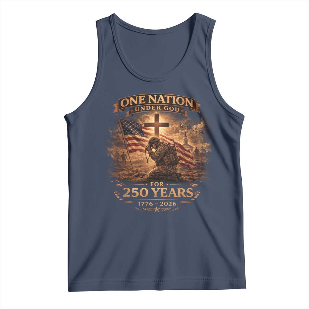Blessings 250 Years America Tank Top Christian Patriotic One Nation Under God US Flag TS10 Navy Print Your Wear