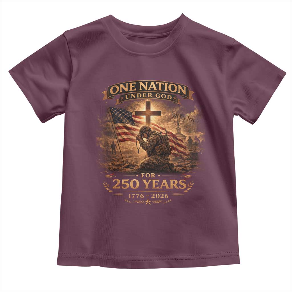 Blessings 250 Years America Toddler T Shirt Christian Patriotic One Nation Under God US Flag TS10 Maroon Print Your Wear