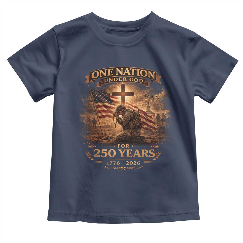 Blessings 250 Years America Toddler T Shirt Christian Patriotic One Nation Under God US Flag TS10 Navy Print Your Wear