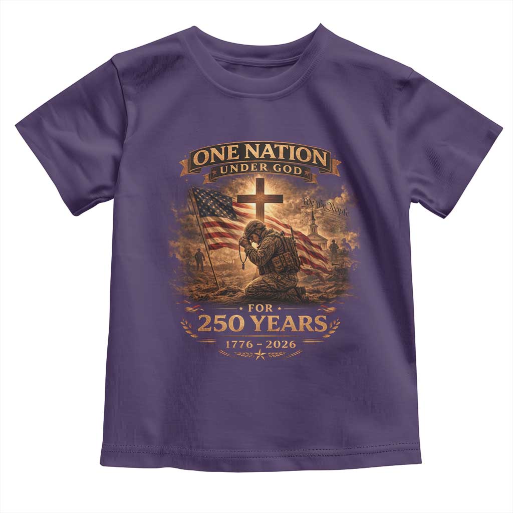 Blessings 250 Years America Toddler T Shirt Christian Patriotic One Nation Under God US Flag TS10 Purple Print Your Wear