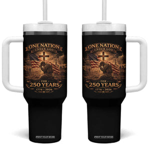 Blessings 250 Years America Tumbler With Handle Christian Patriotic One Nation Under God US Flag TS10 One Size: 40 oz Black Print Your Wear