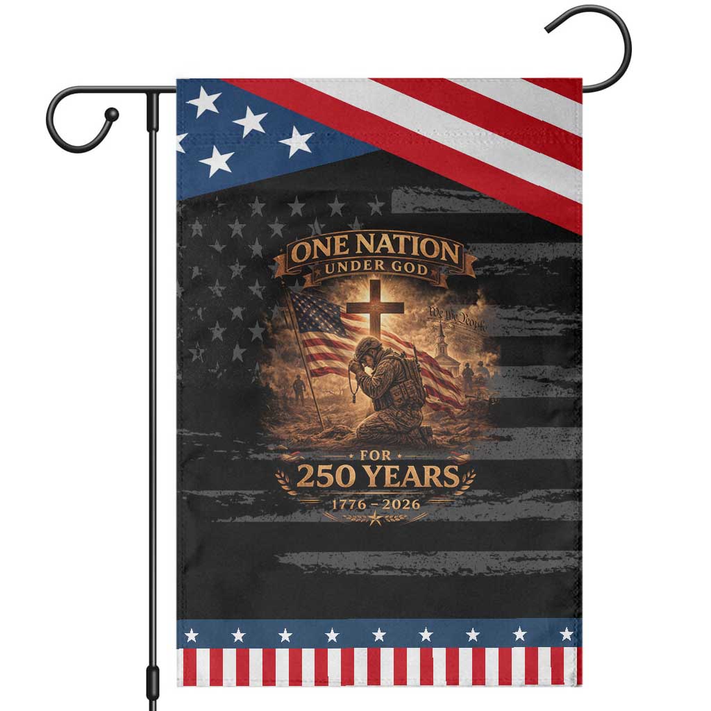 Blessings 250 Years America Garden Flag Christian Patriotic One Nation Under God US Flag TS10 Distressed Black Blue Print Your Wear