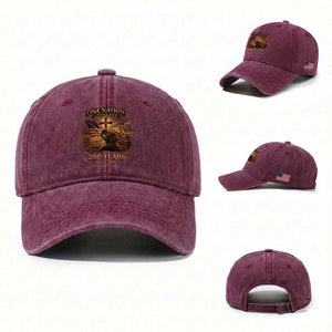 Blessings 250 Years America Washed Cotton Baseball Cap Christian Patriotic One Nation Under God US Flag TS10 Washed Cap Universal Fit Burgundy Print Your Wear