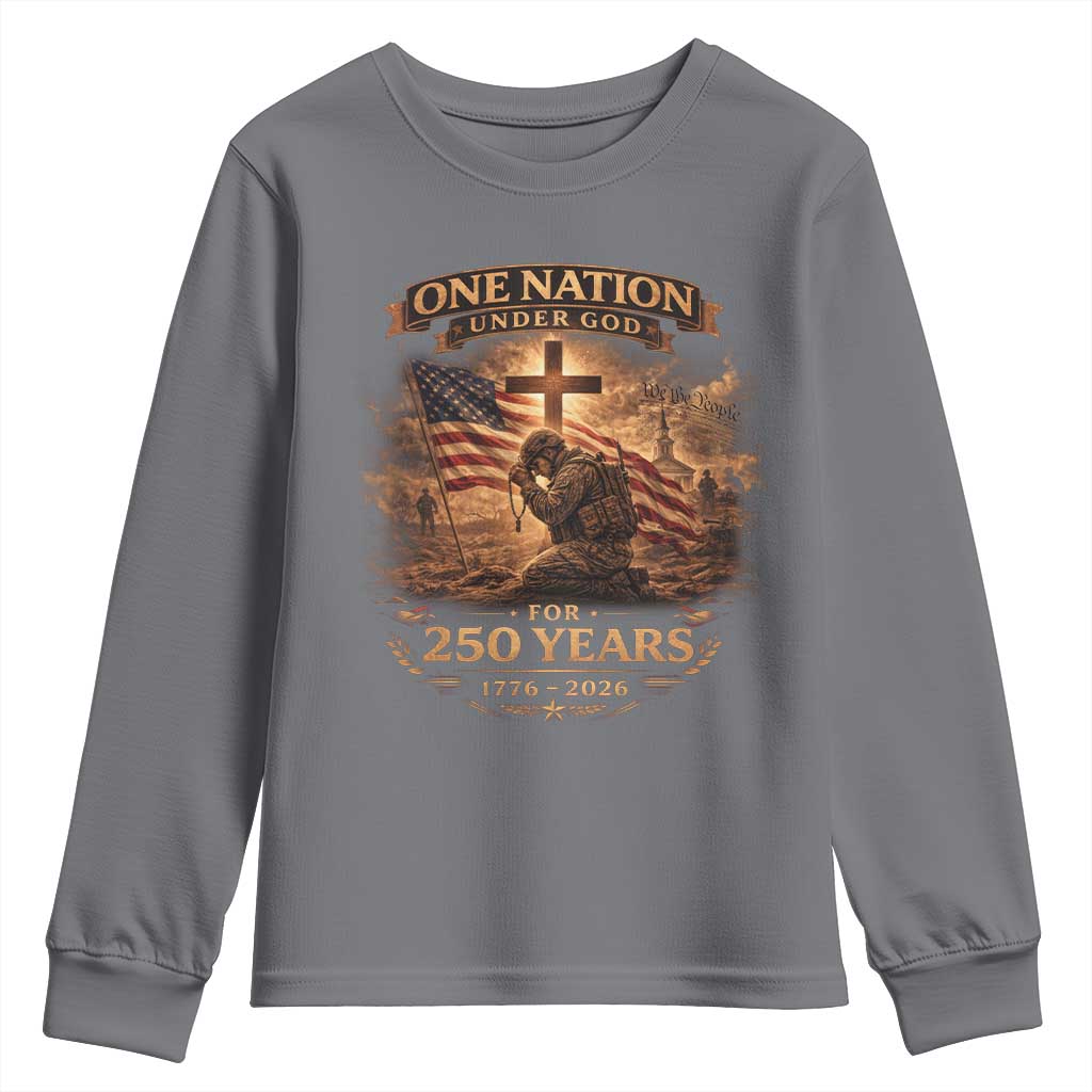 Blessings 250 Years America Youth Sweatshirt Christian Patriotic One Nation Under God US Flag TS10 Charcoal Print Your Wear