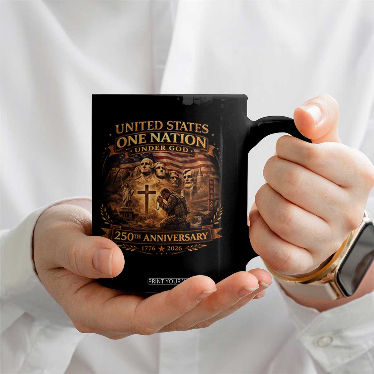 Blessings 250 Years America Coffee Mug Christian Patriotic One Nation Under God Founding Fathers TS10 Print Your Wear