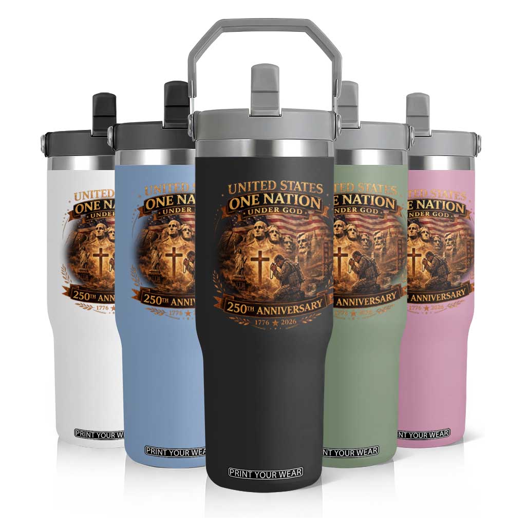 Blessings 250 Years America Flip Straw Tumbler Christian Patriotic One Nation Under God Founding Fathers TS10 Print Your Wear