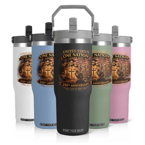 Blessings 250 Years America Flip Straw Tumbler Christian Patriotic One Nation Under God Founding Fathers TS10 Print Your Wear