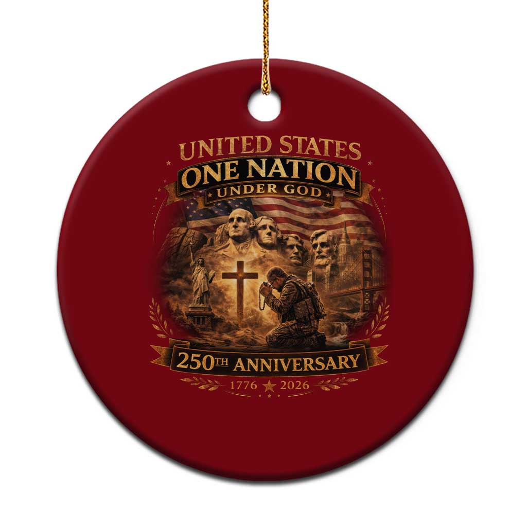 Blessings 250 Years America Ceramic Ornament Christian Patriotic One Nation Under God Founding Fathers TS10 1pc Red Print Your Wear