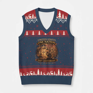 Blessings 250 Years America V-Neck Knit Sweater Vest Christian Patriotic One Nation Under God Founding Fathers TS10 Navy Red Print Your Wear