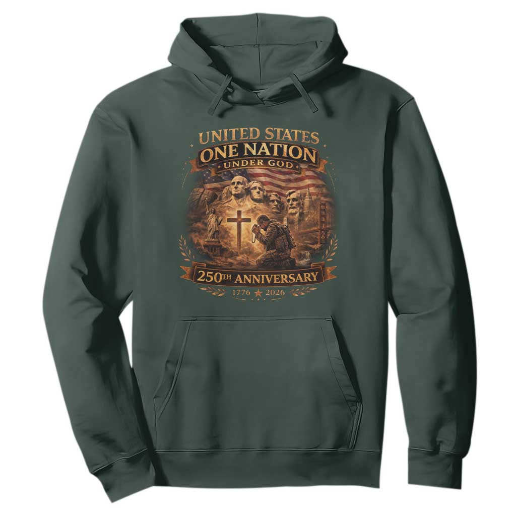 Blessings 250 Years America Hoodie Christian Patriotic One Nation Under God Founding Fathers TS10 Dark Forest Green Print Your Wear