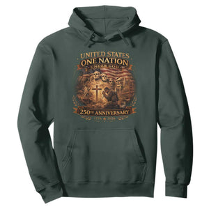 Blessings 250 Years America Hoodie Christian Patriotic One Nation Under God Founding Fathers TS10 Dark Forest Green Print Your Wear