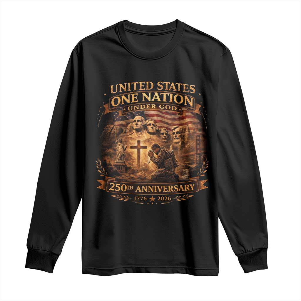 Blessings 250 Years America Long Sleeve Shirt Christian Patriotic One Nation Under God Founding Fathers TS10 Black Print Your Wear