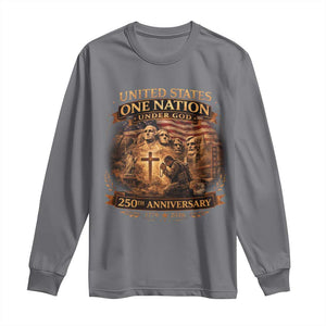 Blessings 250 Years America Long Sleeve Shirt Christian Patriotic One Nation Under God Founding Fathers TS10 Charcoal Print Your Wear