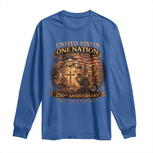 Blessings 250 Years America Long Sleeve Shirt Christian Patriotic One Nation Under God Founding Fathers TS10 Royal Blue Print Your Wear