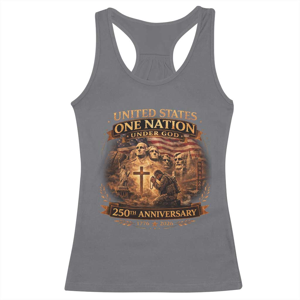 Blessings 250 Years America Racerback Tank Top Christian Patriotic One Nation Under God Founding Fathers TS10 Charcoal Print Your Wear