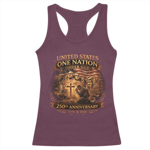 Blessings 250 Years America Racerback Tank Top Christian Patriotic One Nation Under God Founding Fathers TS10 Maroon Print Your Wear