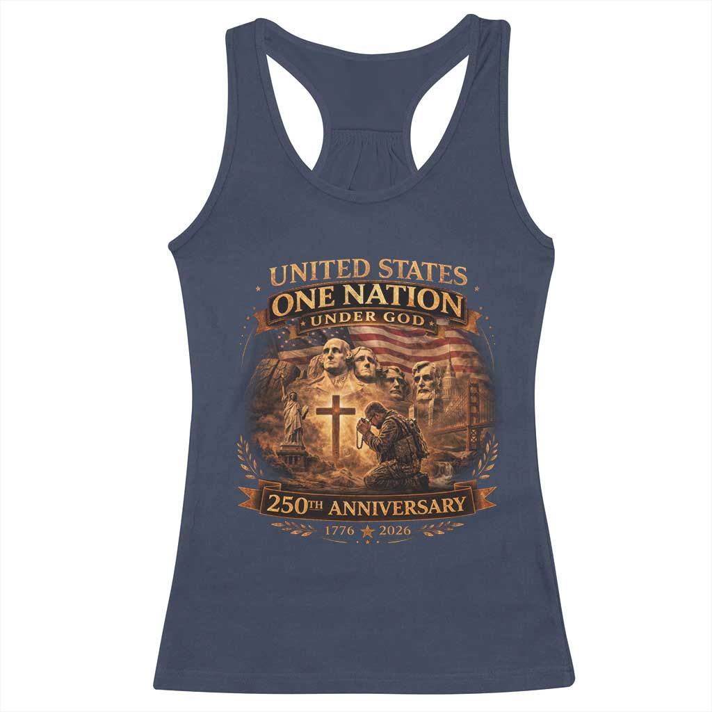 Blessings 250 Years America Racerback Tank Top Christian Patriotic One Nation Under God Founding Fathers TS10 Navy Print Your Wear