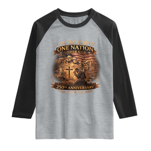Blessings 250 Years America Raglan Shirt Christian Patriotic One Nation Under God Founding Fathers TS10 Heather Gray Black Print Your Wear
