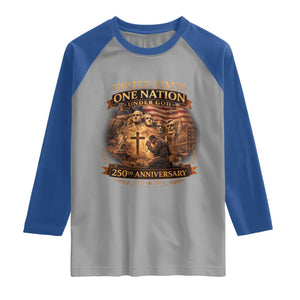 Blessings 250 Years America Raglan Shirt Christian Patriotic One Nation Under God Founding Fathers TS10 Sport Gray Royal Print Your Wear