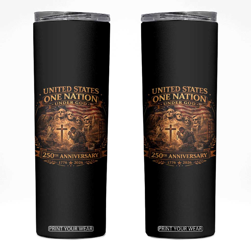 Blessings 250 Years America Skinny Tumbler Christian Patriotic One Nation Under God Founding Fathers TS10 Black Print Your Wear