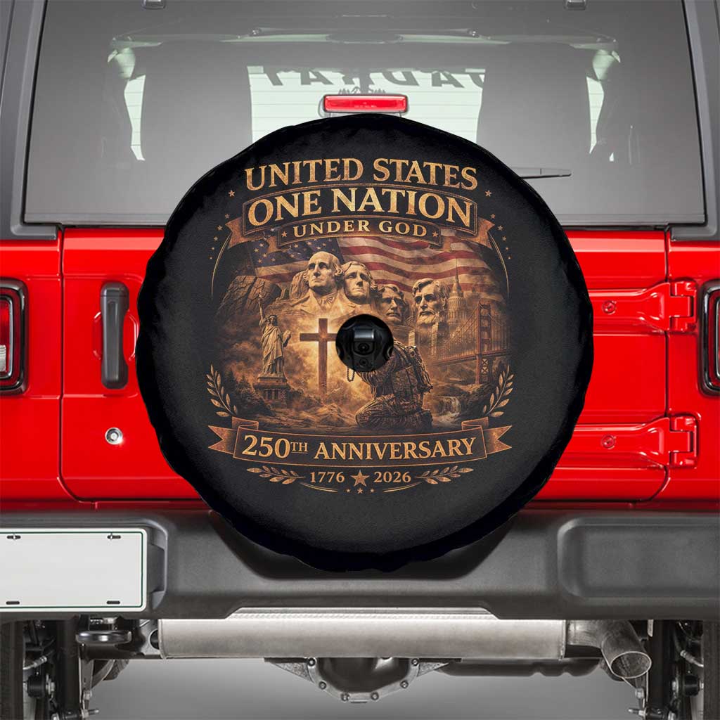 Blessings 250 Years America Spare Tire Cover Christian Patriotic One Nation Under God Founding Fathers TS10 Black Print Your Wear