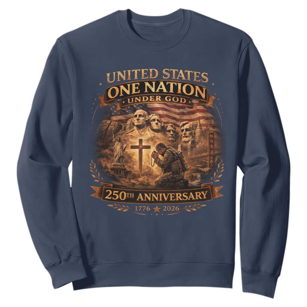 Blessings 250 Years America Sweatshirt Christian Patriotic One Nation Under God Founding Fathers TS10 Navy Print Your Wear
