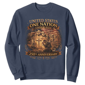 Blessings 250 Years America Sweatshirt Christian Patriotic One Nation Under God Founding Fathers TS10 Navy Print Your Wear