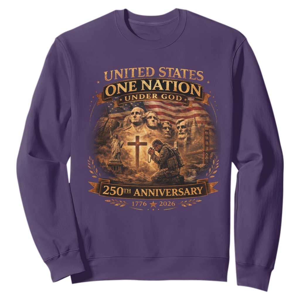 Blessings 250 Years America Sweatshirt Christian Patriotic One Nation Under God Founding Fathers TS10 Purple Print Your Wear