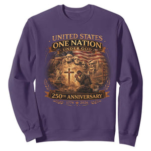 Blessings 250 Years America Sweatshirt Christian Patriotic One Nation Under God Founding Fathers TS10 Purple Print Your Wear