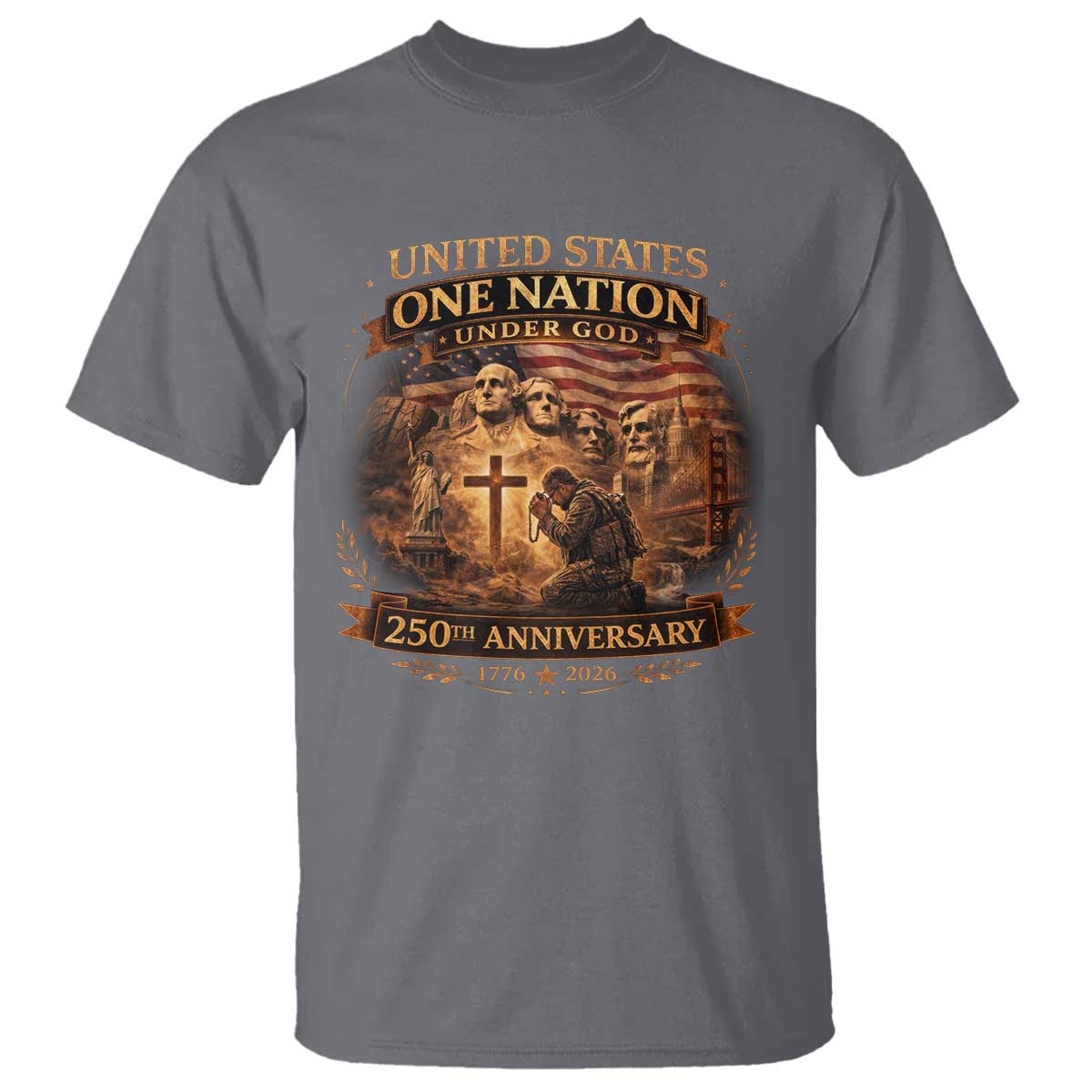 Blessings 250 Years America T Shirt Christian Patriotic One Nation Under God Founding Fathers TS10 Charcoal Print Your Wear