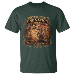 Blessings 250 Years America T Shirt Christian Patriotic One Nation Under God Founding Fathers TS10 Dark Forest Green Print Your Wear