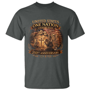 Blessings 250 Years America T Shirt Christian Patriotic One Nation Under God Founding Fathers TS10 Dark Heather Print Your Wear