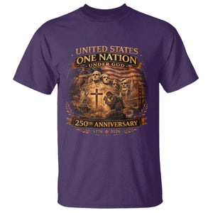Blessings 250 Years America T Shirt Christian Patriotic One Nation Under God Founding Fathers TS10 Purple Print Your Wear