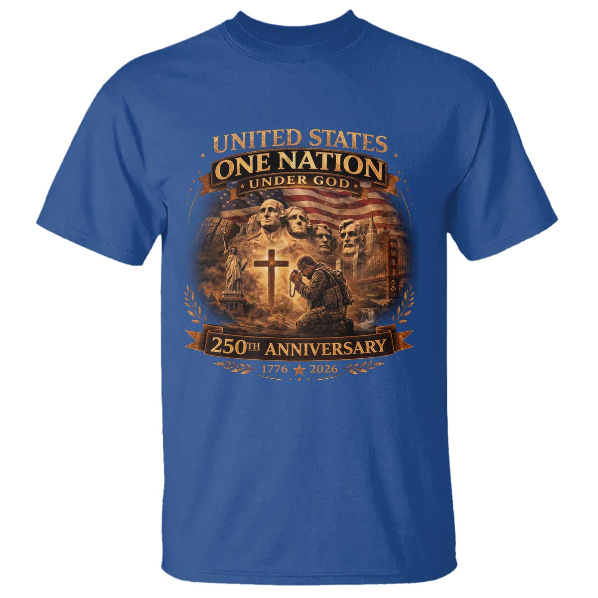 Blessings 250 Years America T Shirt Christian Patriotic One Nation Under God Founding Fathers TS10 Royal Blue Print Your Wear