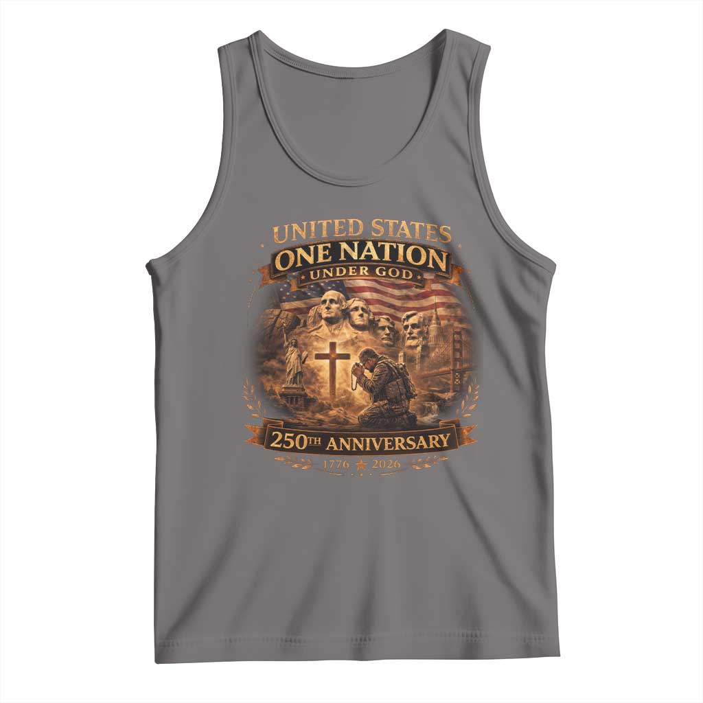 Blessings 250 Years America Tank Top Christian Patriotic One Nation Under God Founding Fathers TS10 Deep Heather Print Your Wear