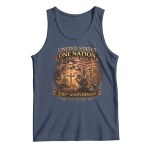 Blessings 250 Years America Tank Top Christian Patriotic One Nation Under God Founding Fathers TS10 Navy Print Your Wear