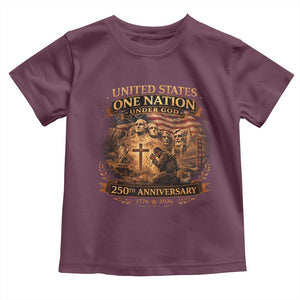 Blessings 250 Years America Toddler T Shirt Christian Patriotic One Nation Under God Founding Fathers TS10 Maroon Print Your Wear