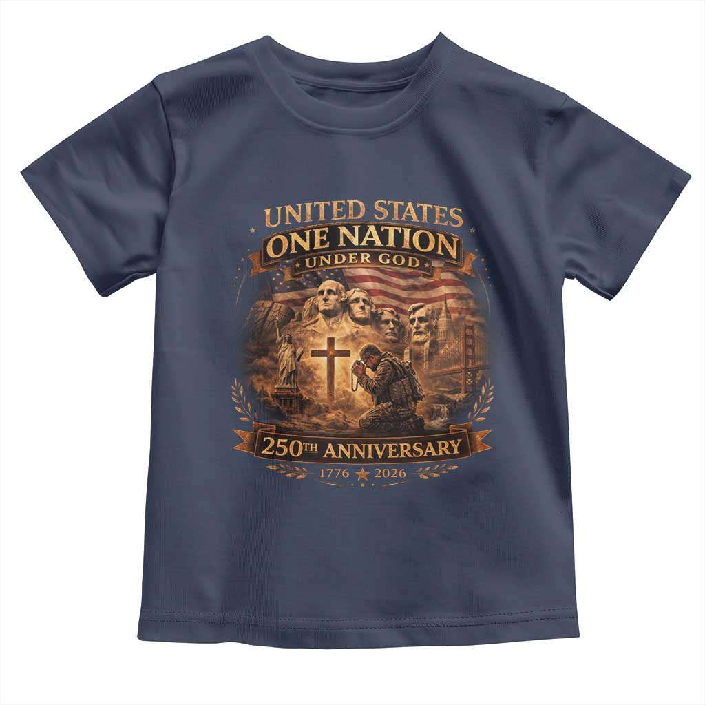Blessings 250 Years America Toddler T Shirt Christian Patriotic One Nation Under God Founding Fathers TS10 Navy Print Your Wear