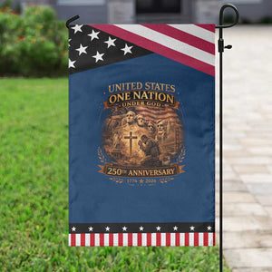 Blessings 250 Years America Garden Flag Christian Patriotic One Nation Under God Founding Fathers TS10 Classic Blue Black Print Your Wear