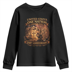 Blessings 250 Years America Youth Sweatshirt Christian Patriotic One Nation Under God Founding Fathers TS10 Black Print Your Wear