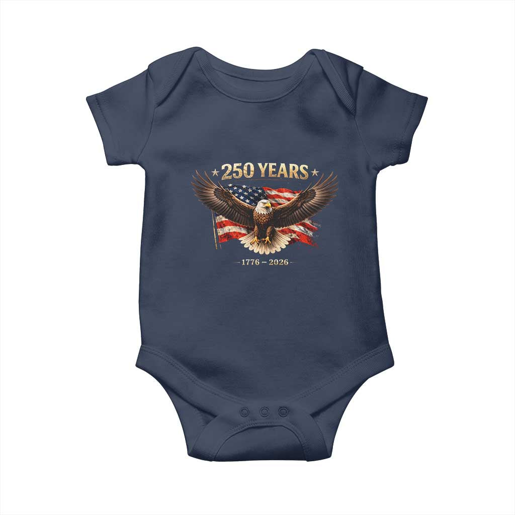 250 Years USA Baby Onesie Patriotic Eagle America Flag 250th Anniversary 1776 2026 TS10 Navy Print Your Wear