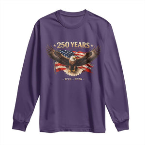 250 Years USA Long Sleeve Shirt Patriotic Eagle America Flag 250th Anniversary 1776 2026 TS10 Purple Print Your Wear